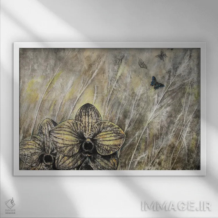 تابلو مهاجرت پروانهها I اثر دنیلا کارلتی - نمای قابدار سفید