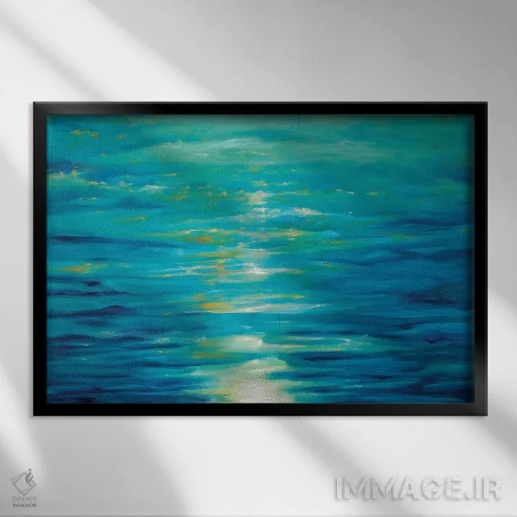 تابلو آبی عمیق اثر باورا دارگو - نمای قابدار مشکی