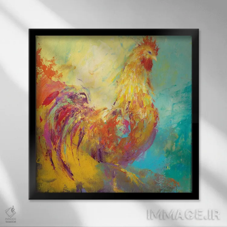 تابلو مرغ بامزه I اثر باورا دارگو - نمای قابدار مشکی