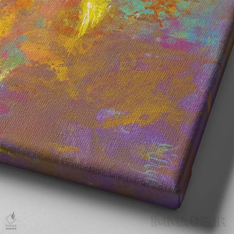 تابلو مرغ بامزه II اثر باورا دارگو - نمای نزدیک بافت بوم