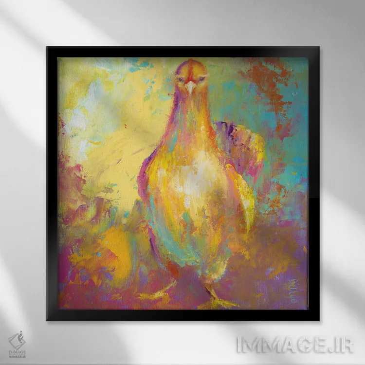 تابلو مرغ بامزه II اثر باورا دارگو - نمای قابدار مشکی