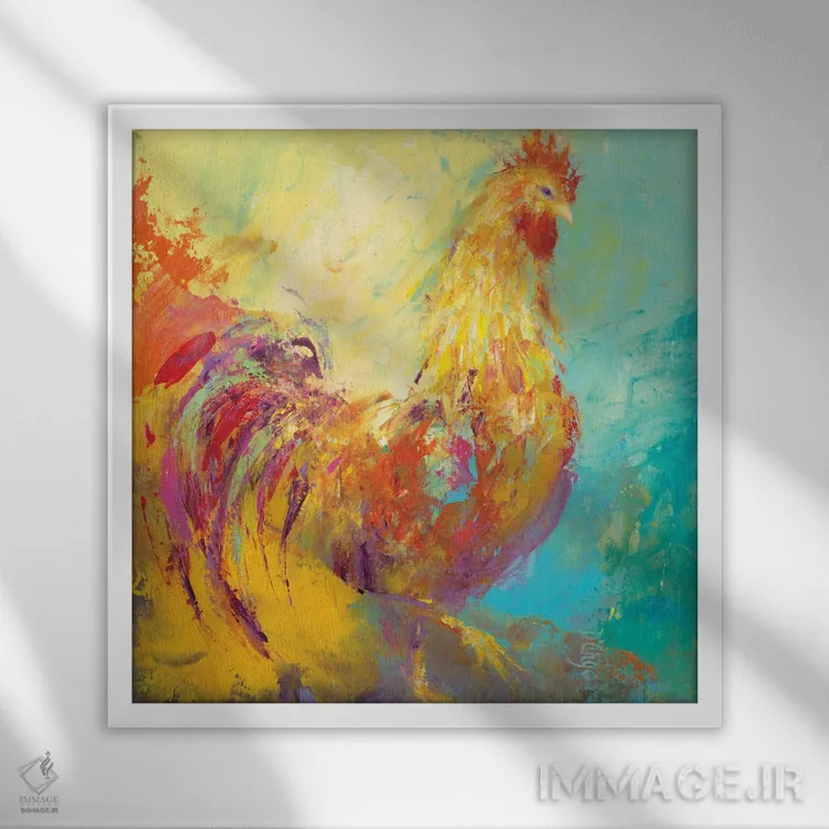 تابلو مرغ بامزه I اثر باورا دارگو - نمای قابدار سفید