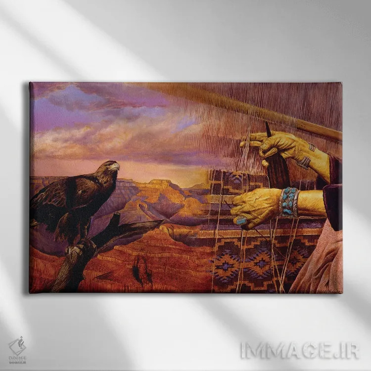 تابلو بافندهٔ دره اثر دیوید بهرنس - نمای روبهرو روی دیوار