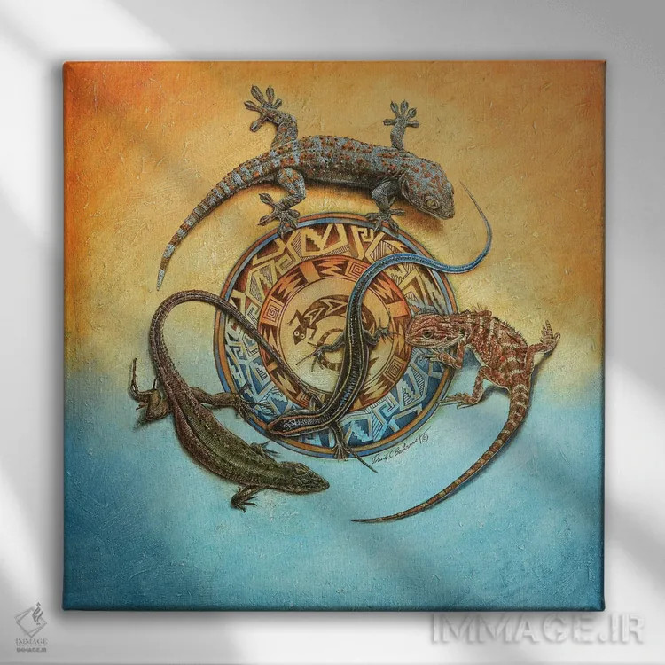 تابلو سفر میمبریس (تمدن بومی آمریکا) اثر دیوید بهرنس - نمای روبهرو روی دیوار