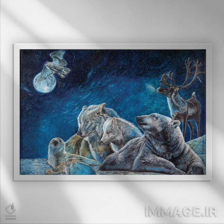 تابلو نجوای ماه زمستانی اثر دیوید بهرنس - نمای قابدار سفید