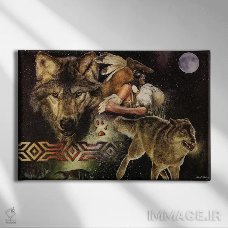 تابلو ماه آراپاهو (قبیله بومی آمریکا) اثر دیوید بهرنس - نمای روبهرو روی دیوار