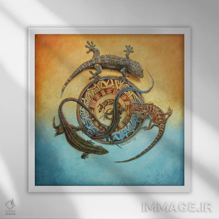 تابلو سفر میمبریس (تمدن بومی آمریکا) اثر دیوید بهرنس - نمای قابدار سفید