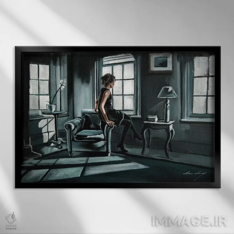 تابلو بازیهای انتظار اثر درو دارسی - نمای قابدار مشکی