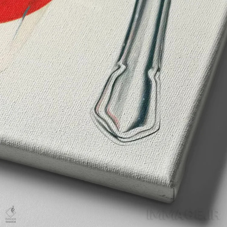 تابلو وارهول با چاقو و تبر در آشپزخانه اثر درو دارسی - نمای نزدیک بافت بوم