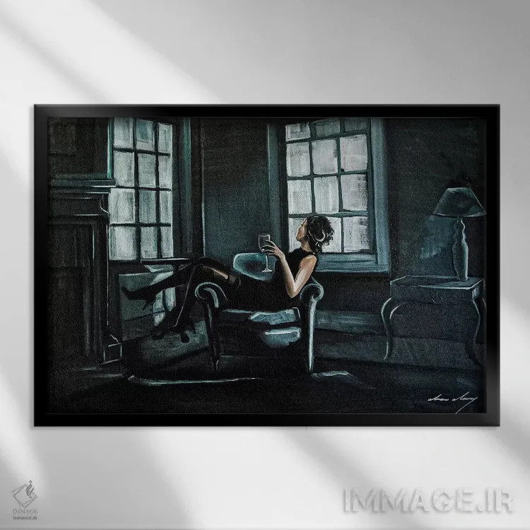 تابلو La Soirée (به فرانسوی: عصر/مهمانی) اثر درو دارسی - نمای قابدار مشکی