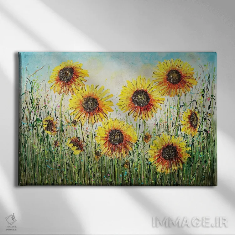 تابلو آفتابگردانها در آفتاب اثر آماندا داگ - نمای روبهرو روی دیوار