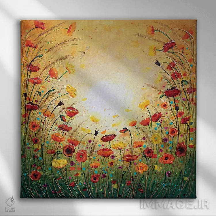 تابلو گلهای آفتابی شاداب اثر آماندا داگ - نمای روبهرو روی دیوار