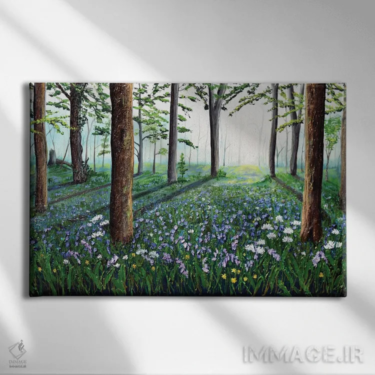 تابلو جنگلهای زنگولهای (گل بلوبل) اثر آماندا داگ - نمای روبهرو روی دیوار