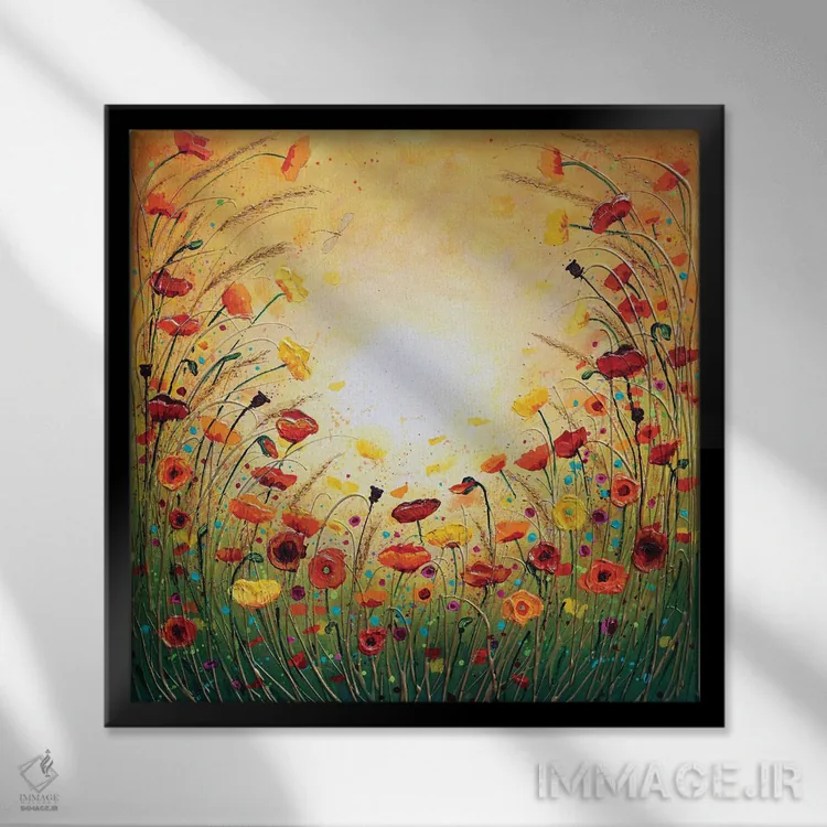 تابلو گلهای آفتابی شاداب اثر آماندا داگ - نمای قابدار مشکی