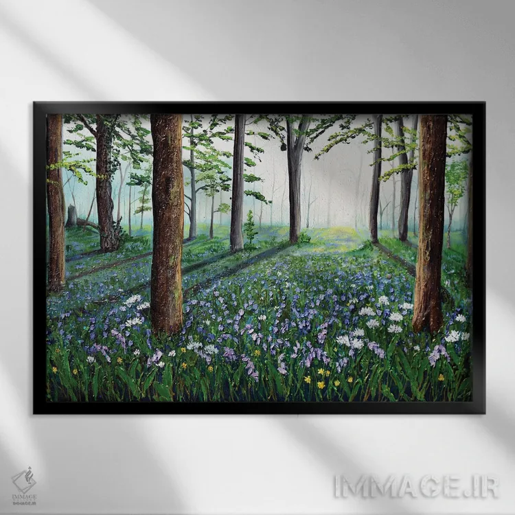 تابلو جنگلهای زنگولهای (گل بلوبل) اثر آماندا داگ - نمای قابدار مشکی