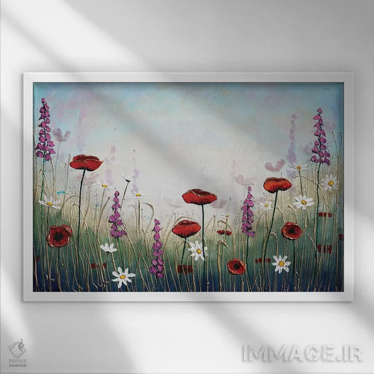 تابلو باغ گلها اثر آماندا داگ - نمای قابدار سفید