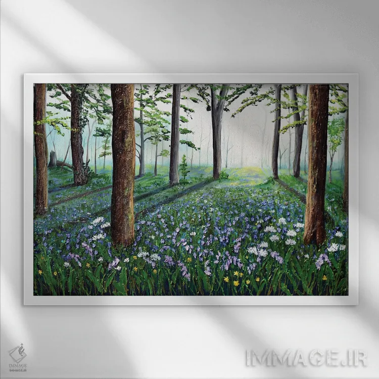 تابلو جنگلهای زنگولهای (گل بلوبل) اثر آماندا داگ - نمای قابدار سفید