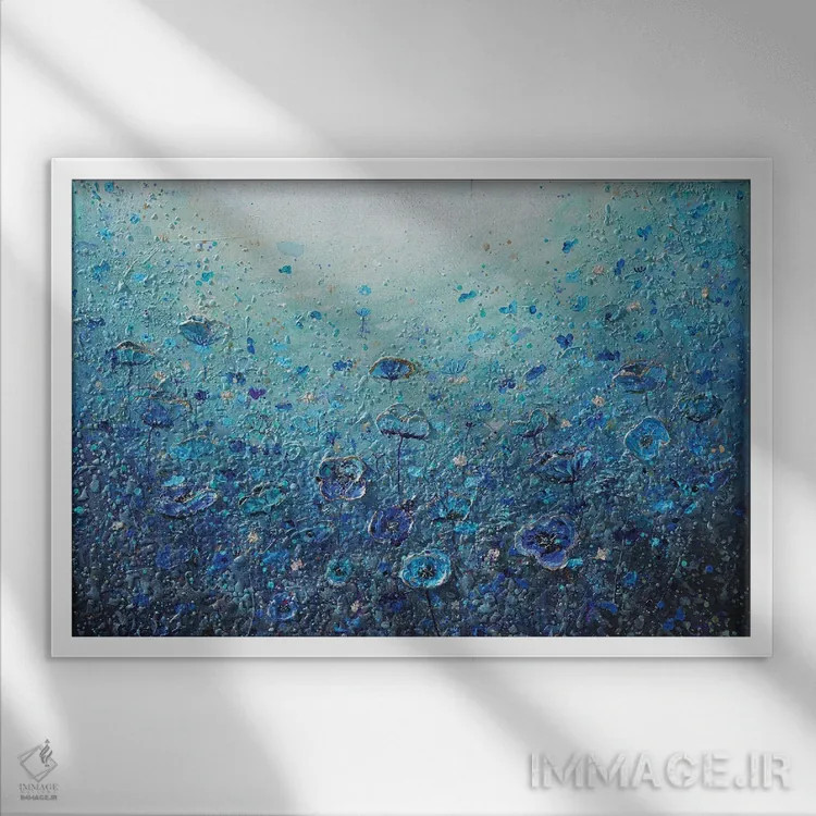 تابلو زیبایی آبی اثر آماندا داگ - نمای قابدار سفید