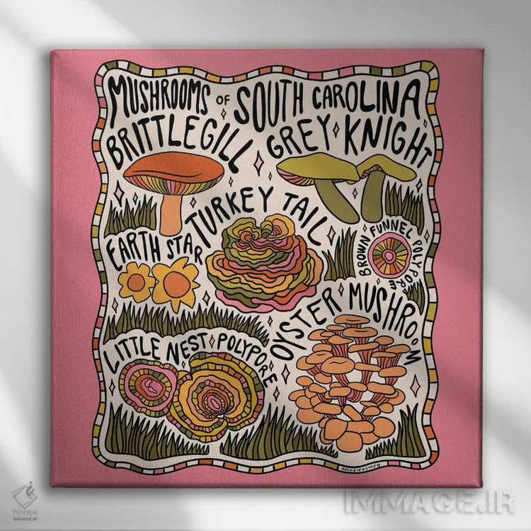 تابلو قارچهای کارولینای جنوبی اثر دودل بای مگ (استودیوی هنری) - نمای روبهرو روی دیوار