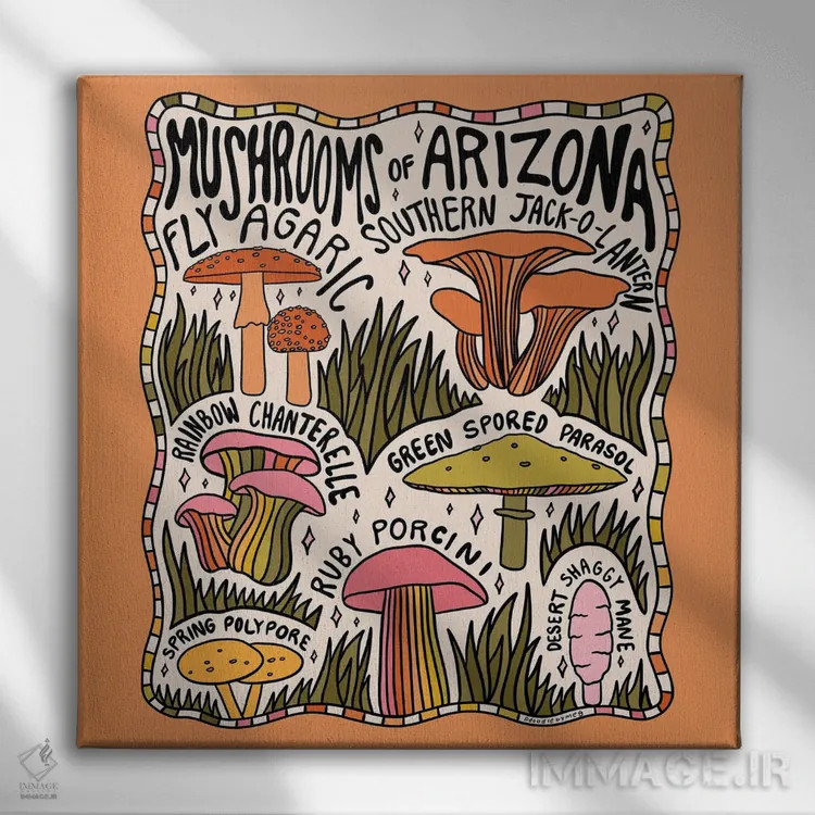 تابلو قارچهای آریزونا اثر دودل بای مگ (استودیوی هنری) - نمای روبهرو روی دیوار
