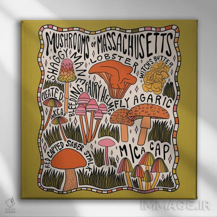 تابلو قارچهای ماساچوست اثر دودل بای مگ (استودیوی هنری) - نمای روبهرو روی دیوار