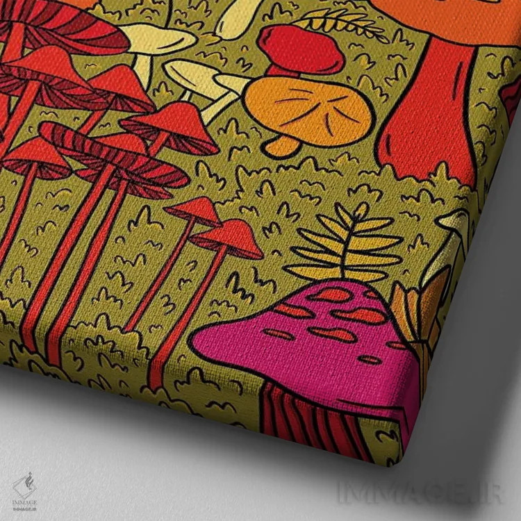 تابلو قارچهای جنگلی اثر دودل بای مگ (استودیوی هنری) - نمای نزدیک بافت بوم