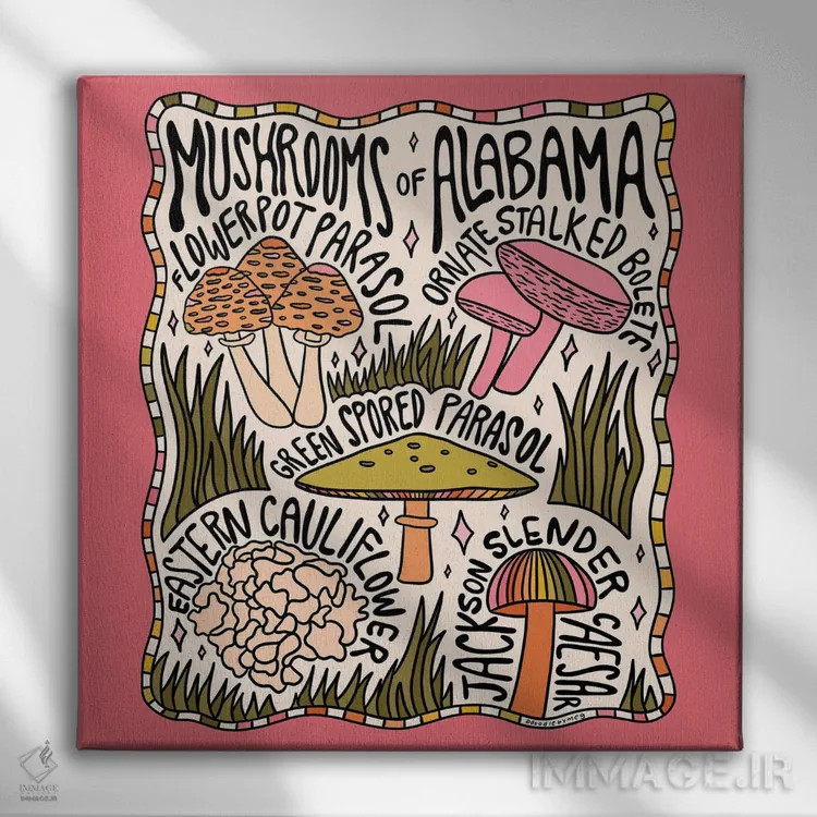 تابلو قارچهای آلاباما اثر دودل بای مگ (استودیوی هنری) - نمای روبهرو روی دیوار