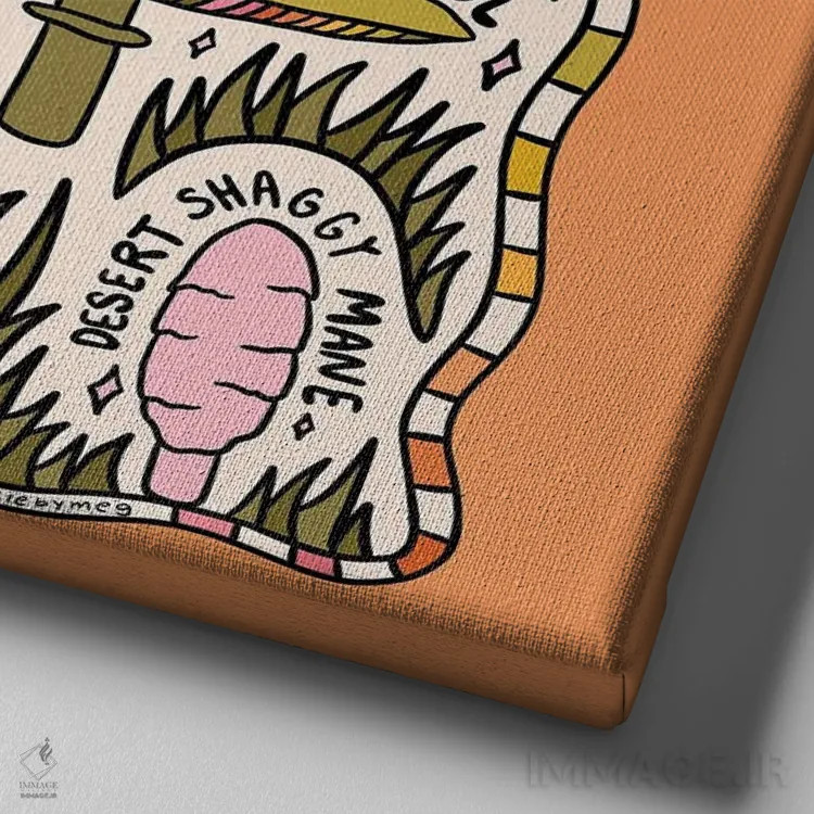 تابلو قارچهای آریزونا اثر دودل بای مگ (استودیوی هنری) - نمای نزدیک بافت بوم