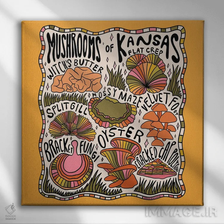 تابلو قارچهای کانزاس اثر دودل بای مگ (استودیوی هنری) - نمای روبهرو روی دیوار