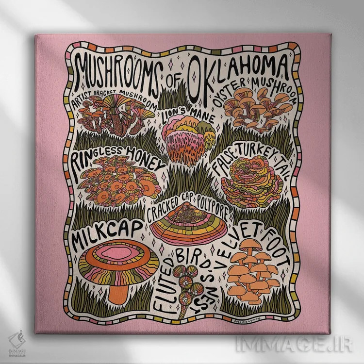 تابلو قارچهای اوکلاهما اثر دودل بای مگ (استودیوی هنری) - نمای روبهرو روی دیوار