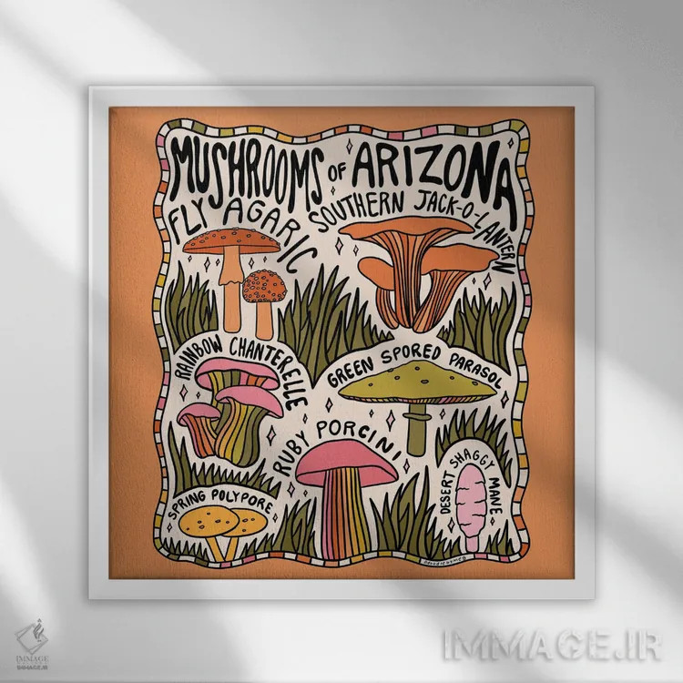 تابلو قارچهای آریزونا اثر دودل بای مگ (استودیوی هنری) - نمای قابدار سفید
