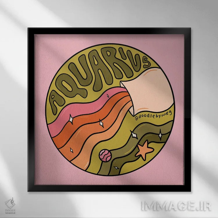 تابلو برج دلو (صورت فلکی) اثر دودل بای مگ (استودیوی هنری) - نمای قابدار مشکی