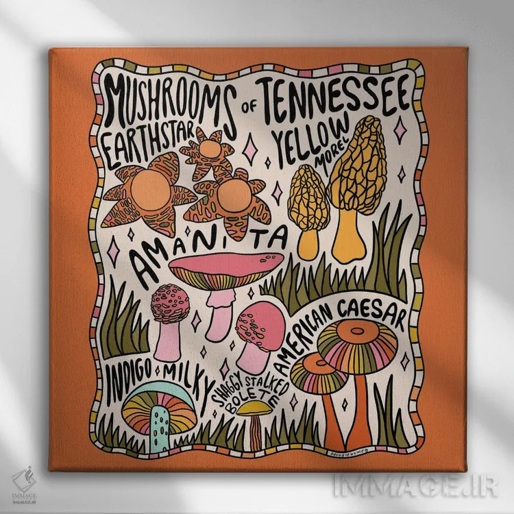 تابلو قارچهای تنسی اثر دودل بای مگ (استودیوی هنری) - نمای روبهرو روی دیوار