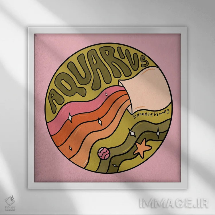 تابلو برج دلو (صورت فلکی) اثر دودل بای مگ (استودیوی هنری) - نمای قابدار سفید