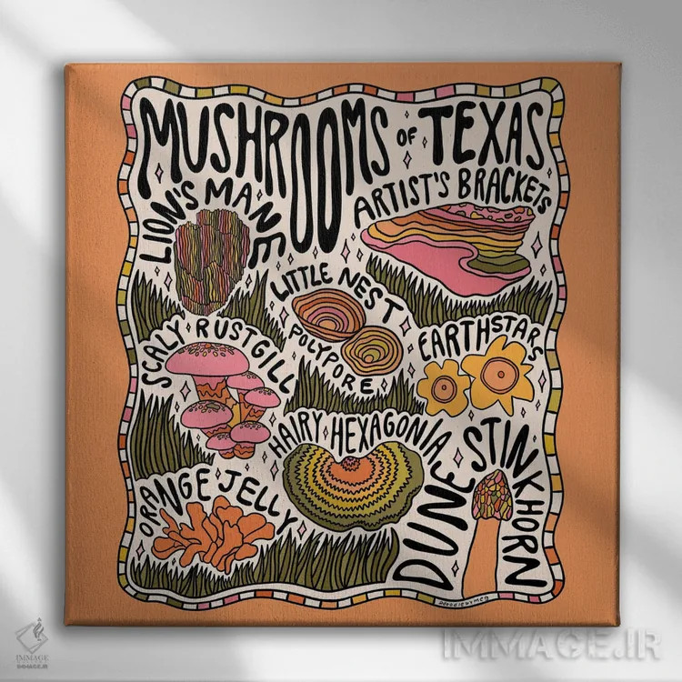تابلو قارچهای تگزاس اثر دودل بای مگ (استودیوی هنری) - نمای روبهرو روی دیوار