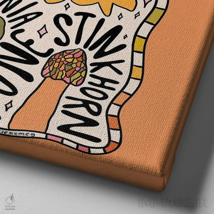 تابلو قارچهای تگزاس اثر دودل بای مگ (استودیوی هنری) - نمای نزدیک بافت بوم