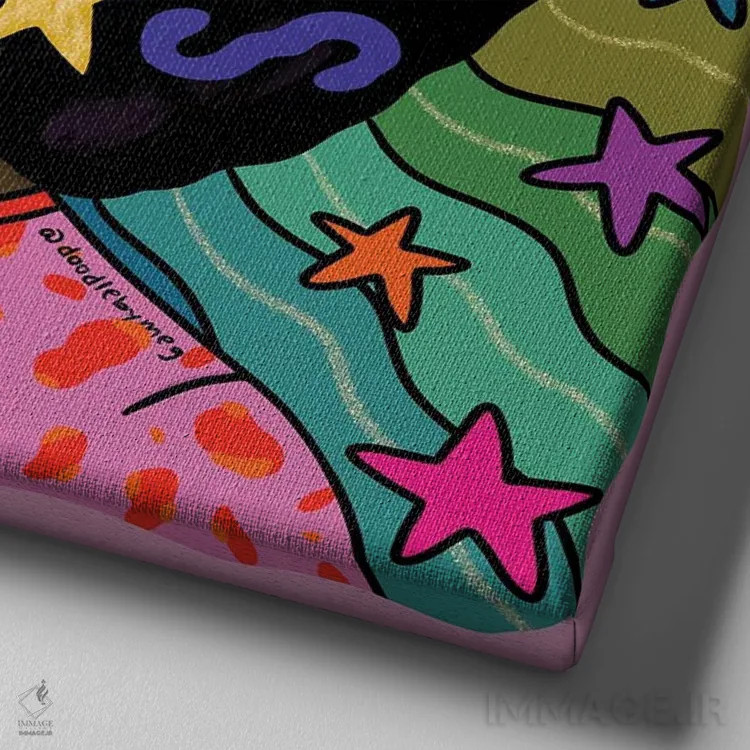 تابلو عصر دلو (صورت فلکی) اثر دودل بای مگ (استودیوی هنری) - نمای نزدیک بافت بوم