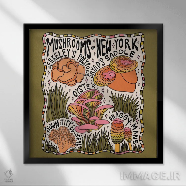 تابلو قارچهای نیویورک اثر دودل بای مگ (استودیوی هنری) - نمای قابدار مشکی