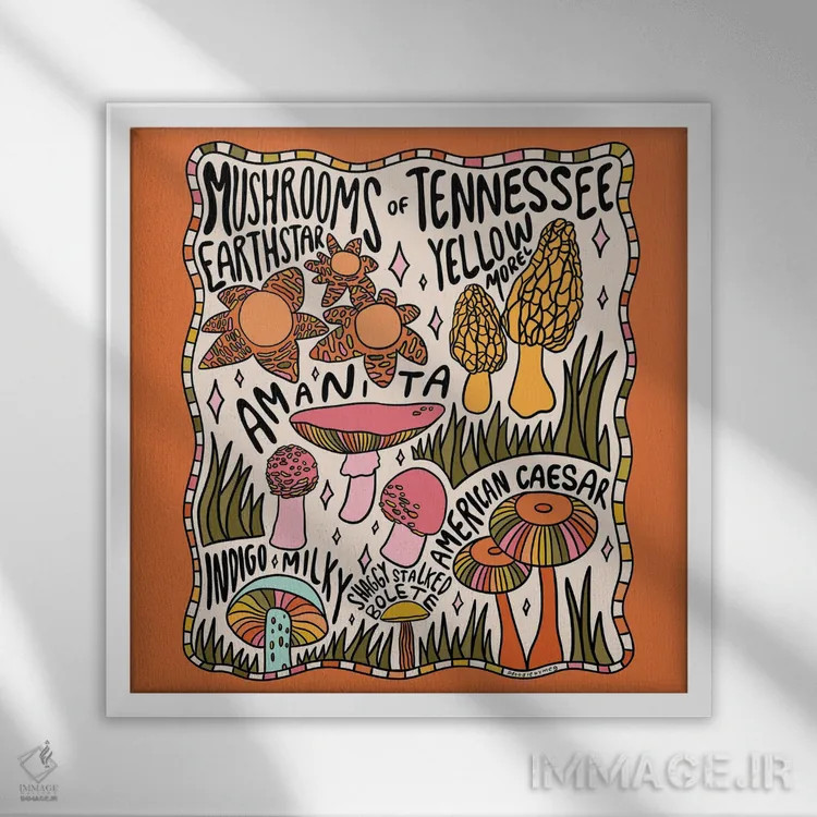 تابلو قارچهای تنسی اثر دودل بای مگ (استودیوی هنری) - نمای قابدار سفید