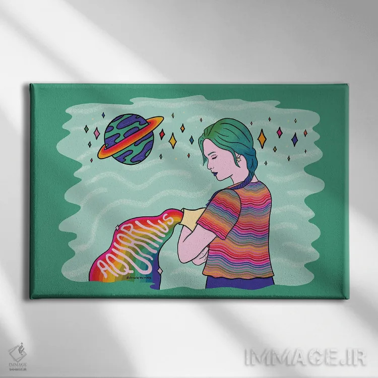 تابلو دختر برج دلو اثر دودل بای مگ (استودیوی هنری) - نمای روبهرو روی دیوار