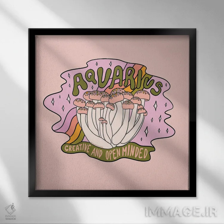 تابلو قارچ دلو اثر دودل بای مگ (استودیوی هنری) - نمای قابدار مشکی