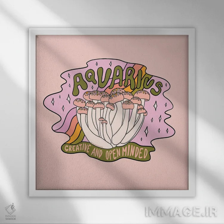 تابلو قارچ دلو اثر دودل بای مگ (استودیوی هنری) - نمای قابدار سفید