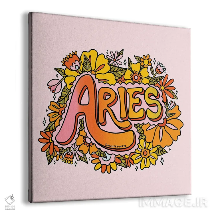 تابلو گل متولد فرورباور (برج حمل) اثر دودل بای مگ (استودیوی هنری) - نمای پرسپکتیو محصول