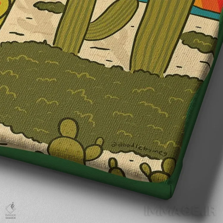 تابلو دختر ساگوارو (نوعی کاکتوس) اثر دودل بای مگ (استودیوی هنری) - نمای نزدیک بافت بوم