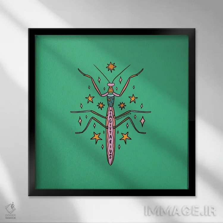 تابلو آخوندک صورت فلکی قوس اثر دودل بای مگ (استودیوی هنری) - نمای قابدار مشکی