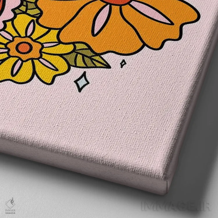 تابلو گل متولد فرورباور (برج حمل) اثر دودل بای مگ (استودیوی هنری) - نمای نزدیک بافت بوم