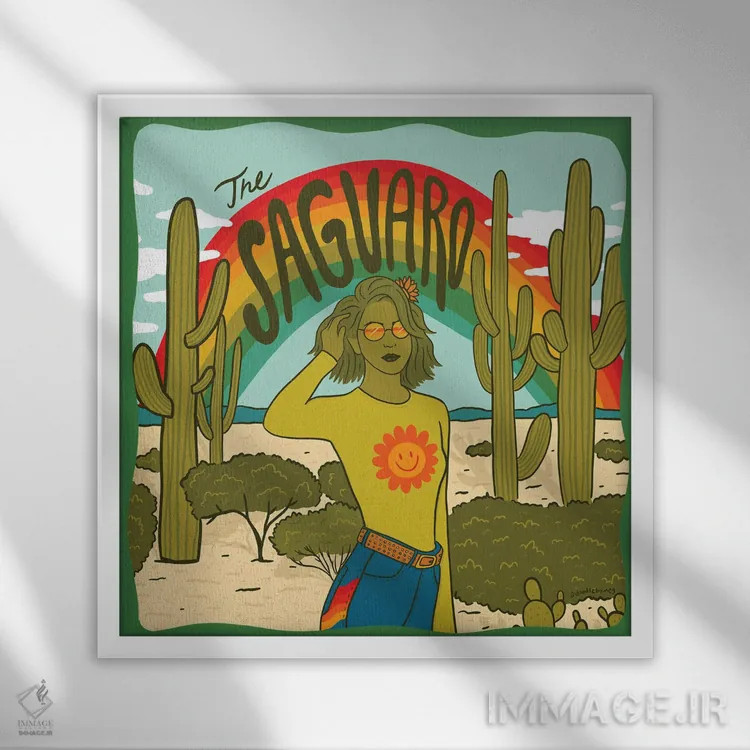 تابلو دختر ساگوارو (نوعی کاکتوس) اثر دودل بای مگ (استودیوی هنری) - نمای قابدار سفید