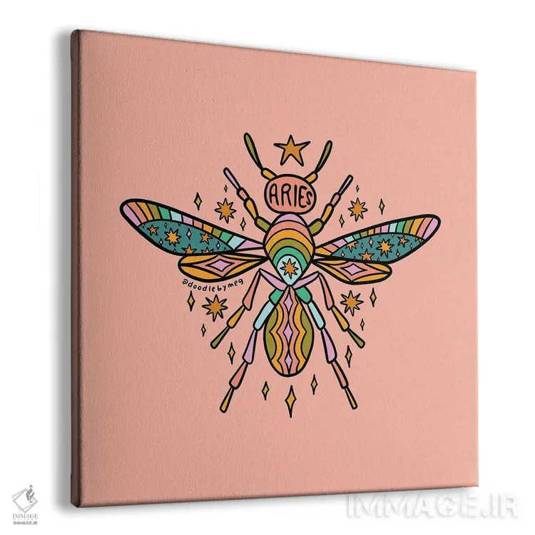 تابلو زنبور متولد فرورباور (برج حمل) اثر دودل بای مگ (استودیوی هنری) - نمای پرسپکتیو محصول