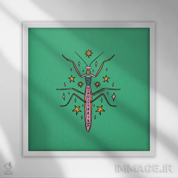 تابلو آخوندک صورت فلکی قوس اثر دودل بای مگ (استودیوی هنری) - نمای قابدار سفید