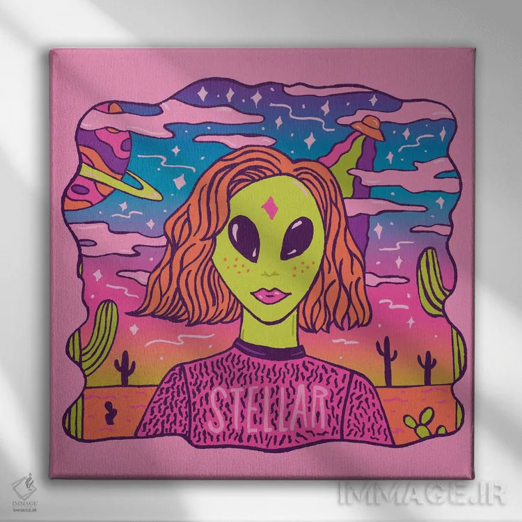 تابلو دختر ستارهای (درخشان) اثر دودل بای مگ (استودیوی هنری) - نمای روبهرو روی دیوار